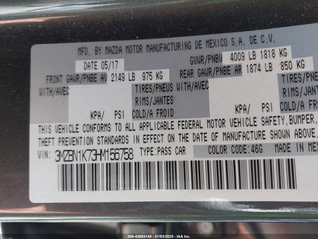 3MZBN1K73HM156758 Mazda pe