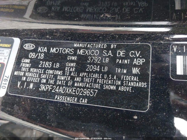 3KPF24ADXKE029657 KIA mpi nu
