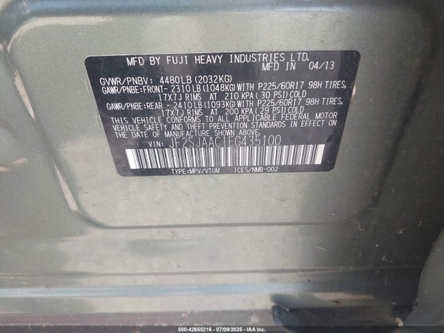 JF2SJAAC1EG435100 Subaru 2.5na u5