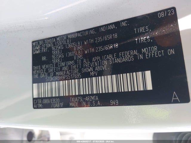 5TDKDRBH9PS517695 Toyota t24a-fts