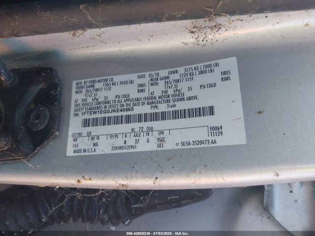 1FTEW1EG0JKE46865 Ford 3.5l gtdi