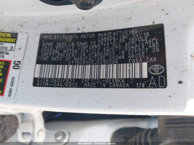 2018 TOYOTA COROLLA 2T1BURHE0JC090596 Photo 8