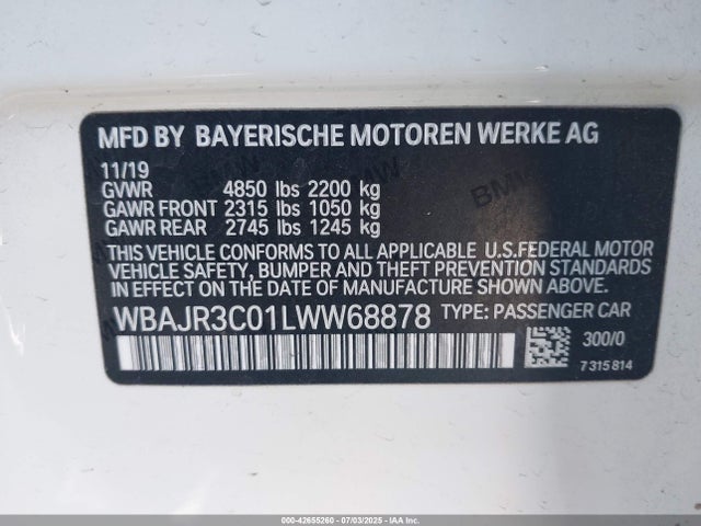 WBAJR3C01LWW68878 BMW 530I