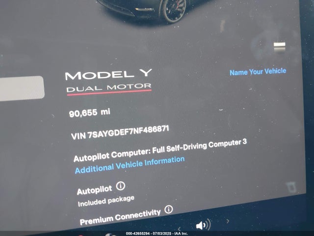 2022 TESLA MODEL Y 7SAYGDEF7NF486871 Photo 6