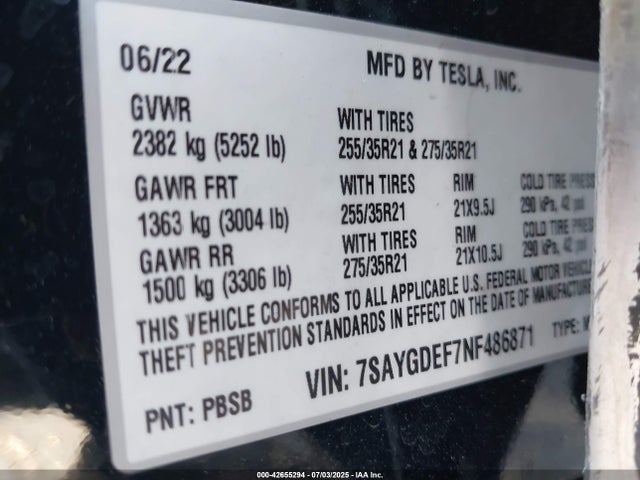 2022 TESLA MODEL Y 7SAYGDEF7NF486871 Photo 8