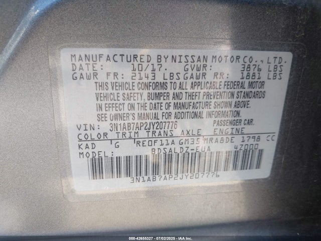 3N1AB7AP2JY207776 Nissan Sentra
