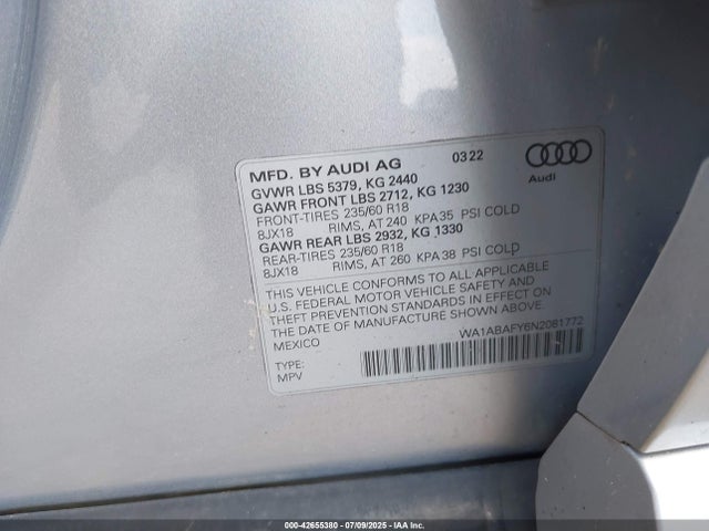 2022 AUDI Q5 WA1ABAFY6N2081772 Photo 8