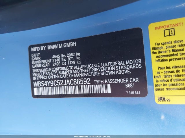 WBS4Y9C52JAC86592 BMW 2018