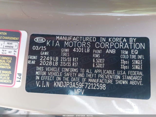 KNDJP3A59F7212598 KIA dohc gdi nu