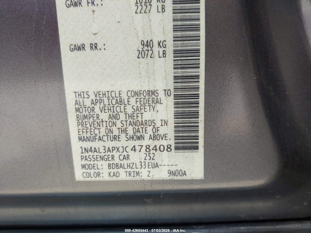 1N4AL3APXJC478408 Nissan 2018