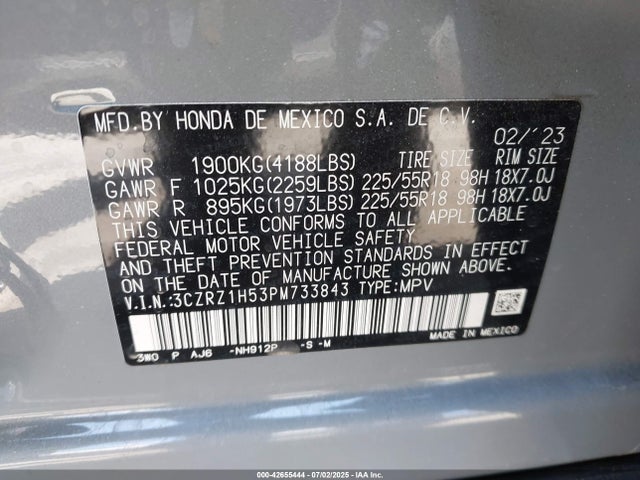 3CZRZ1H53PM733843 Honda k20z5