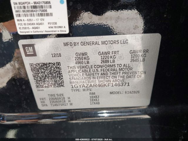 2019 CADILLAC XT4 1GYAZAR46KF146371 Photo 8