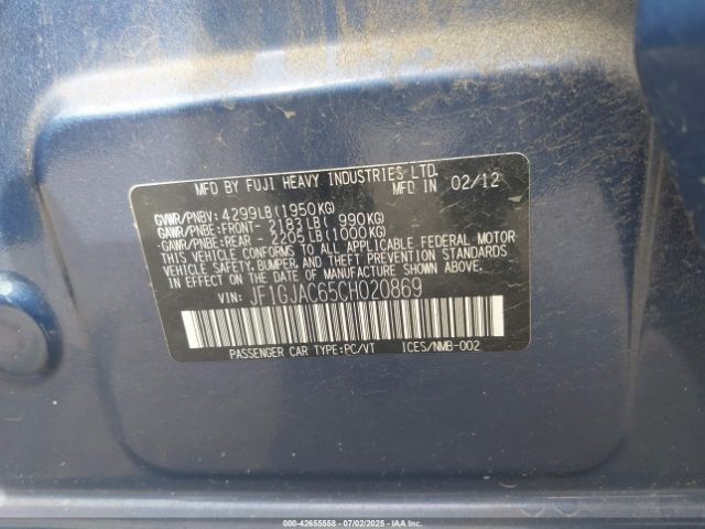 2012 SUBARU IMPREZA JF1GJAC65CH020869 Photo 8