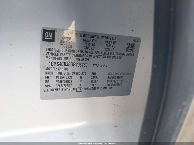 2016 CADILLAC ESCALADE 1GYS4CKJ8GR293280 Photo 8