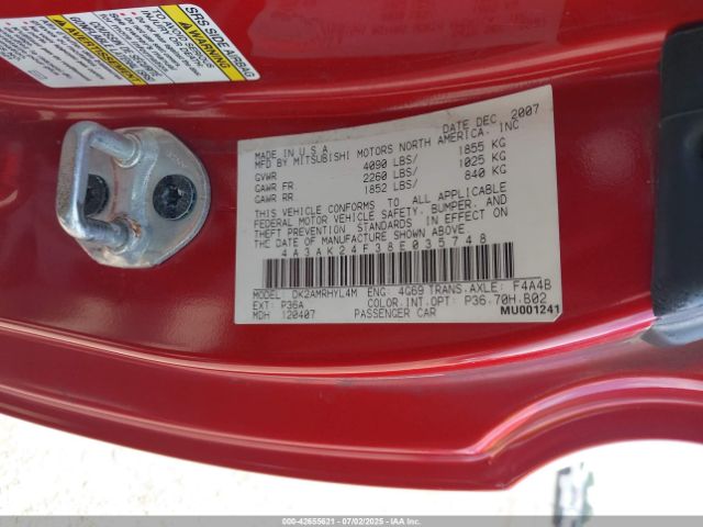 2008 MITSUBISHI ECLIPSE 4A3AK24F38E035748 Photo 8