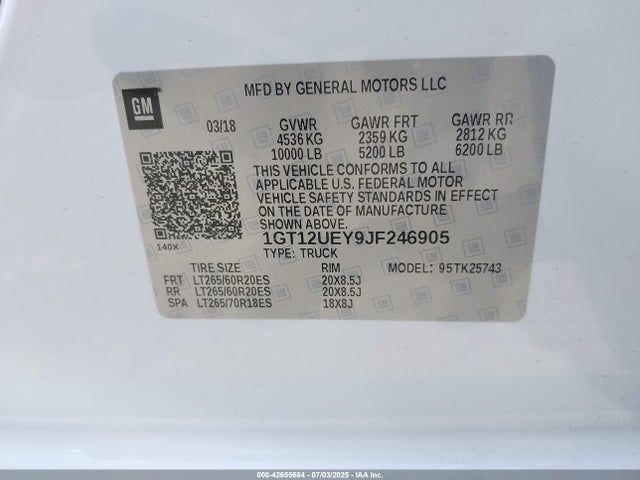 1GT12UEY9JF246905 GMC l5p - direct injection, duramax, gen 5, var 1