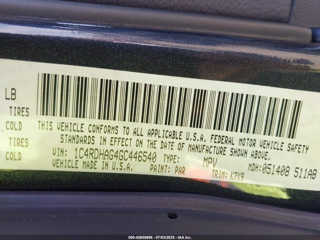 Dodge 2016 2016 1C4RDHAG4GC446540 Image 9