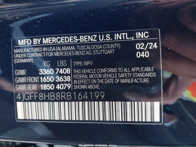 4JGFF8HB8RB164199 Mercedes-Benz m177