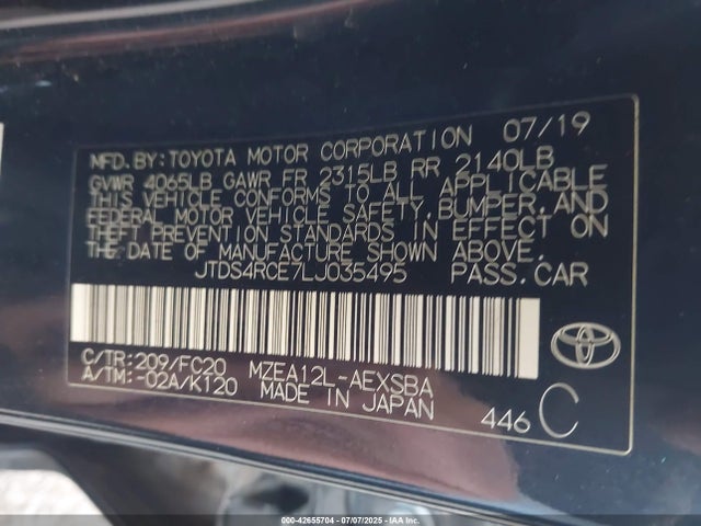 JTDS4RCE7LJ035495 Toyota m20-fks