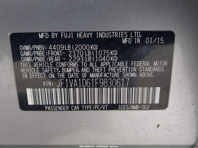 JF1VA1D61F9830617 Subaru dib turbo