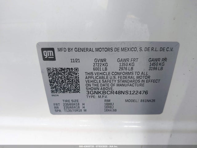 3GNKBCR48NS122476 Chevrolet lsy