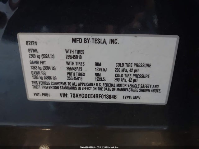 2024 TESLA MODEL Y 7SAYGDEE4RF013846 Photo 8