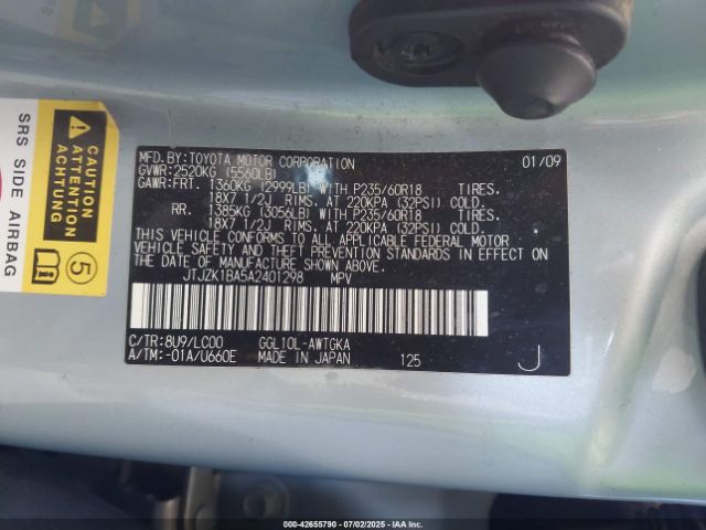 2010 LEXUS RX 350 JTJZK1BA5A2401298 Photo 8