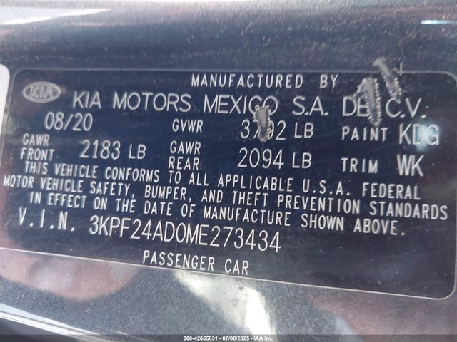 3KPF24AD0ME273434 KIA mpi nu