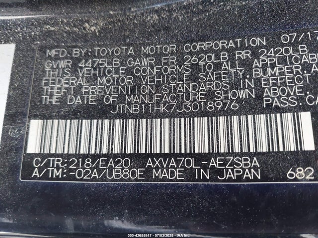 JTNB11HK7J3018976 Toyota a25a-fks