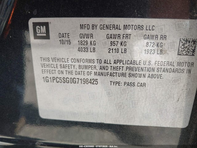 1G1PC5SG0G7198425 Chevrolet lwe - vvt, gme