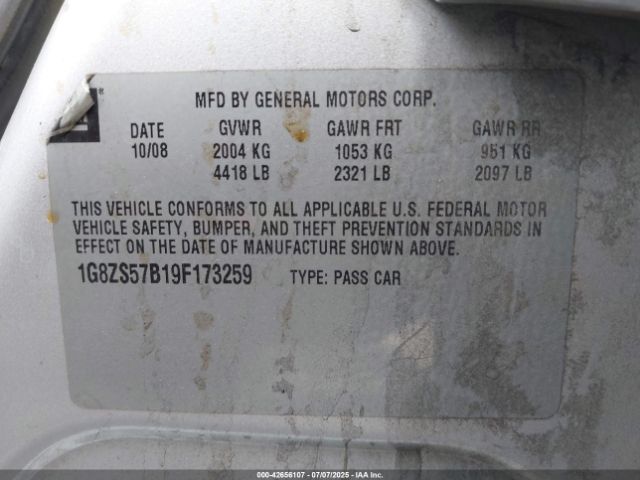 2009 SATURN AURA 1G8ZS57B19F173259 Photo 8