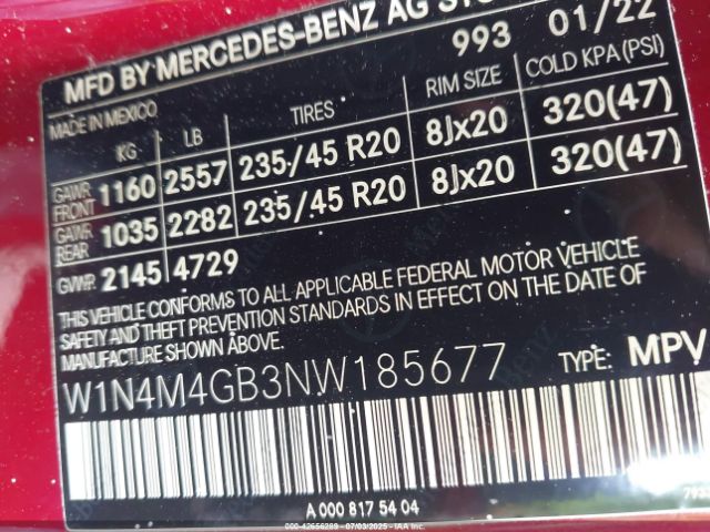 2022 MERCEDES-BENZ GLB 250 W1N4M4GB3NW185677 Photo 8