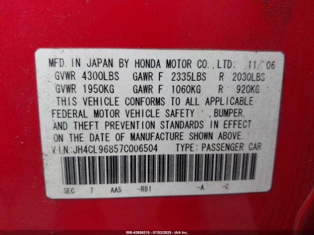 2007 ACURA TSX JH4CL96857C006504 Photo 8