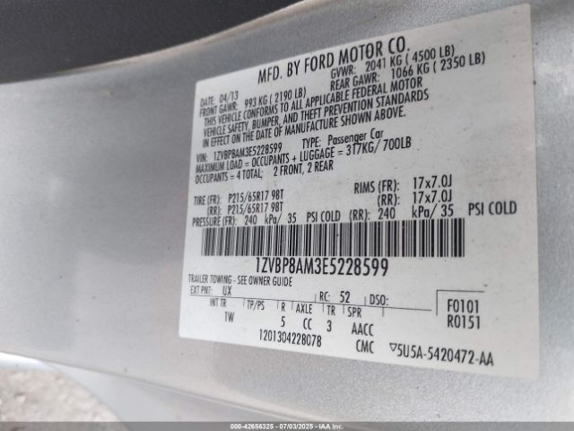 2014 FORD MUSTANG 1ZVBP8AM3E5228599 Photo 8