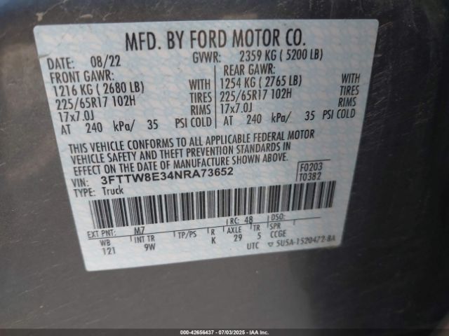 2022 FORD MAVERICK 3FTTW8E34NRA73652 Photo 8