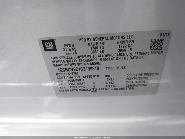 1GCRCNEC1GZ199810 Chevrolet l83 - sidi, vvt, afm, e85 max, aluminum