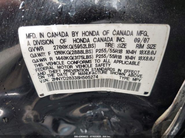 2008 ACURA MDX 2HNYD28338H505274 Photo 8
