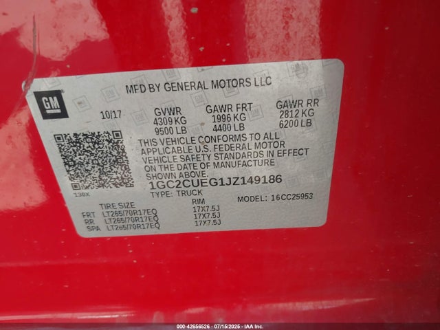 1GC2CUEG1JZ149186 Chevrolet l96 - e85 max, iron