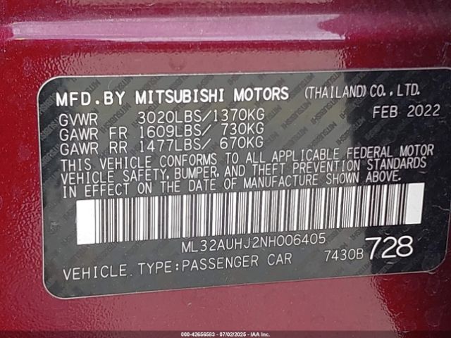 2022 MITSUBISHI MIRAGE ML32AUHJ2NH006405 Photo 8