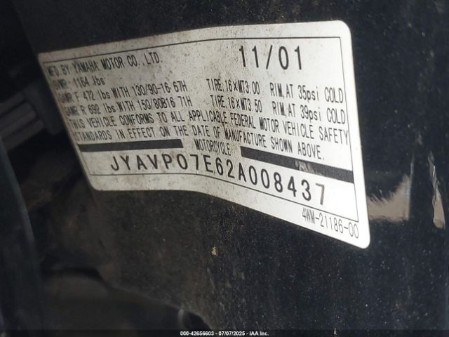 2002 YAMAHA XV1600 JYAVP07E62A008437 Photo 9