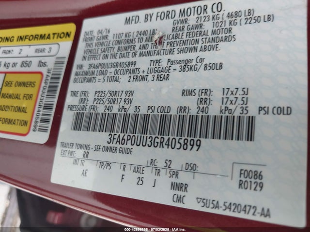Ford 2016 2016 3FA6P0UU3GR405899 Image 9