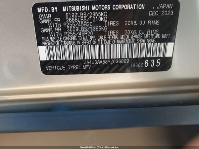 2024 MITSUBISHI OUTLANDER JA4J3WA88RZ036069 Photo 8