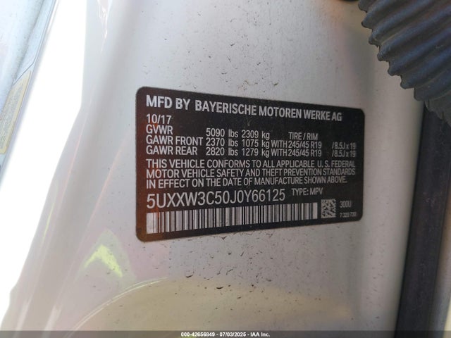 5UXXW3C50J0Y66125 BMW 2018