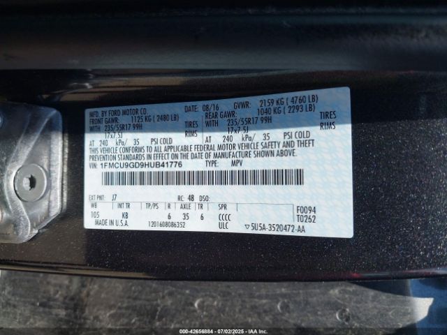 2017 FORD ESCAPE 1FMCU9GD9HUB41776 Photo 8