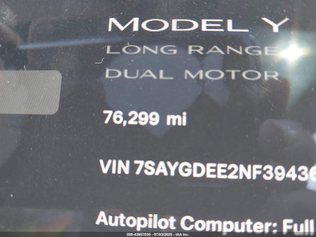 2022 TESLA MODEL Y 7SAYGDEE2NF394364 Photo 6