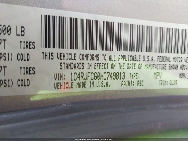 Jeep Grand Cherokee 2017 1C4RJFCG0HC749813 Image 9
