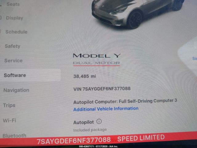 2022 TESLA MODEL Y 7SAYGDEF6NF377088 Photo 6