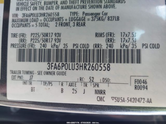 2017 FORD FUSION HYBRID 3FA6P0LU3HR260558 Photo 8