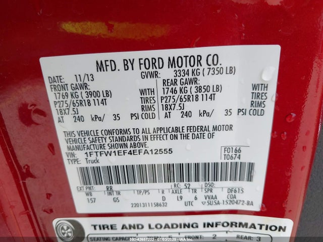 1FTFW1EF4EFA12555 Ford 2014