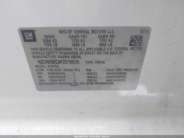 2015 CHEVROLET SILVERADO 1500 1GCVKSEC8FZ216570 Photo 8